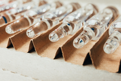 Medical ampoules with medicine in a box