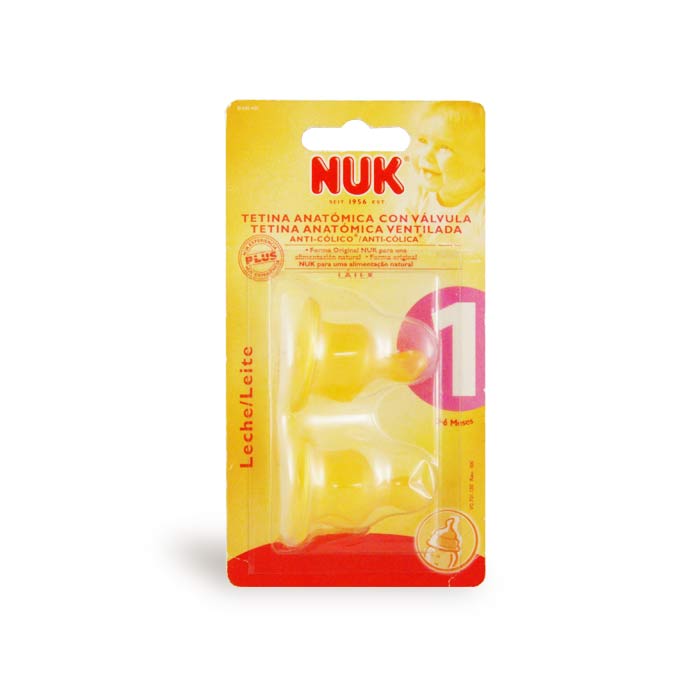 Tetina Nuk T1 Leche L/átex 2 Unidades Tetina Latex Beb/és de 0 a 6 Meses