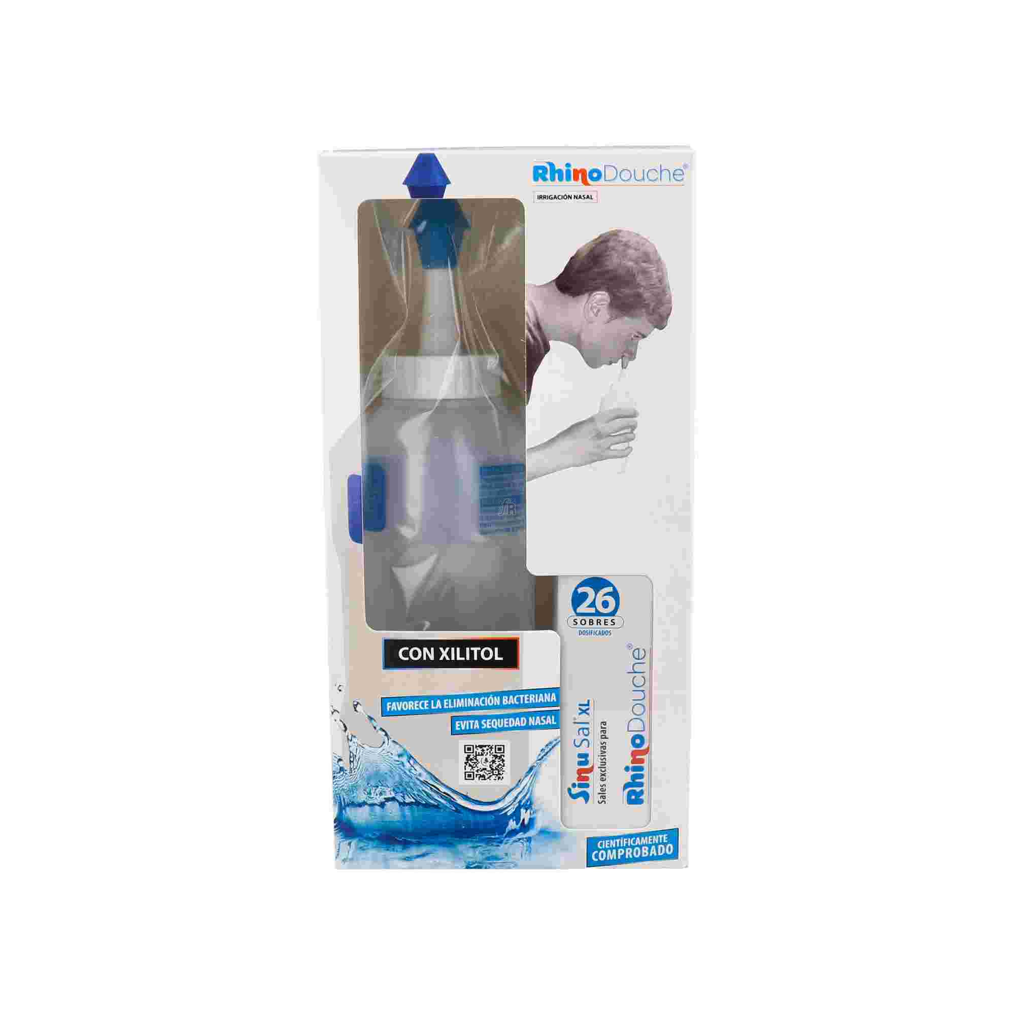 Rhinodouche Pack Irrigador Nasal + Sinusal Xl 500 Ml + 26 Sobres Mezcla De Sales 5 G