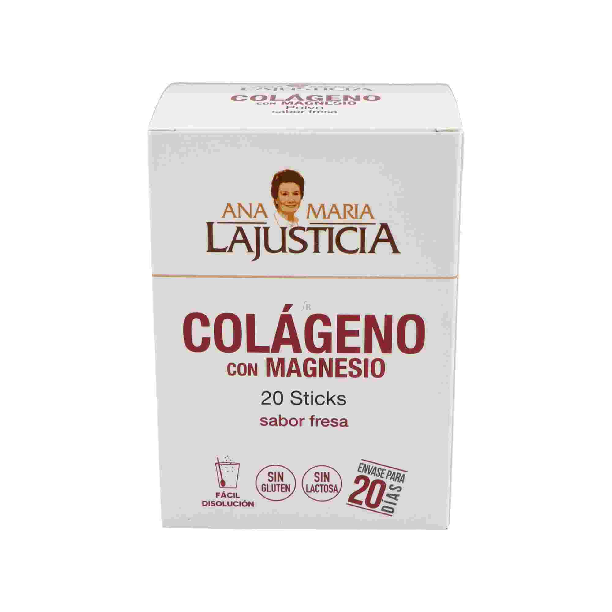 Colageno Magnesio Lajusticia Fresa 20 Sticks 5 G