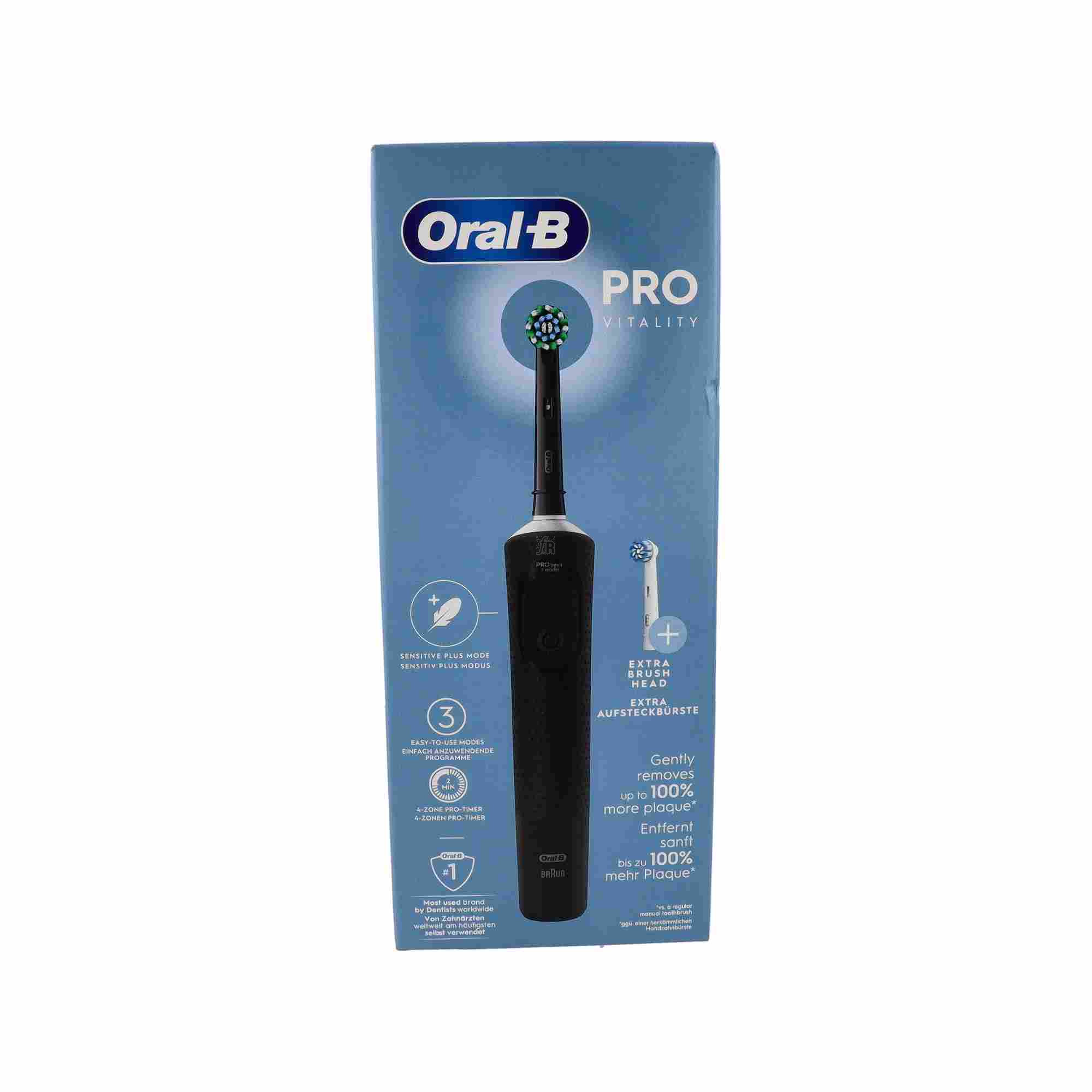 Cepillo Dental Electrico Recargable Oral-B Vitality Pro Negro + 2 Pastas Pro-Repair