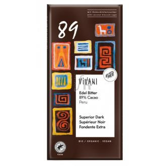Vivani Chocolate Negro Superior 89% Peru Azucar Coco 80Gr