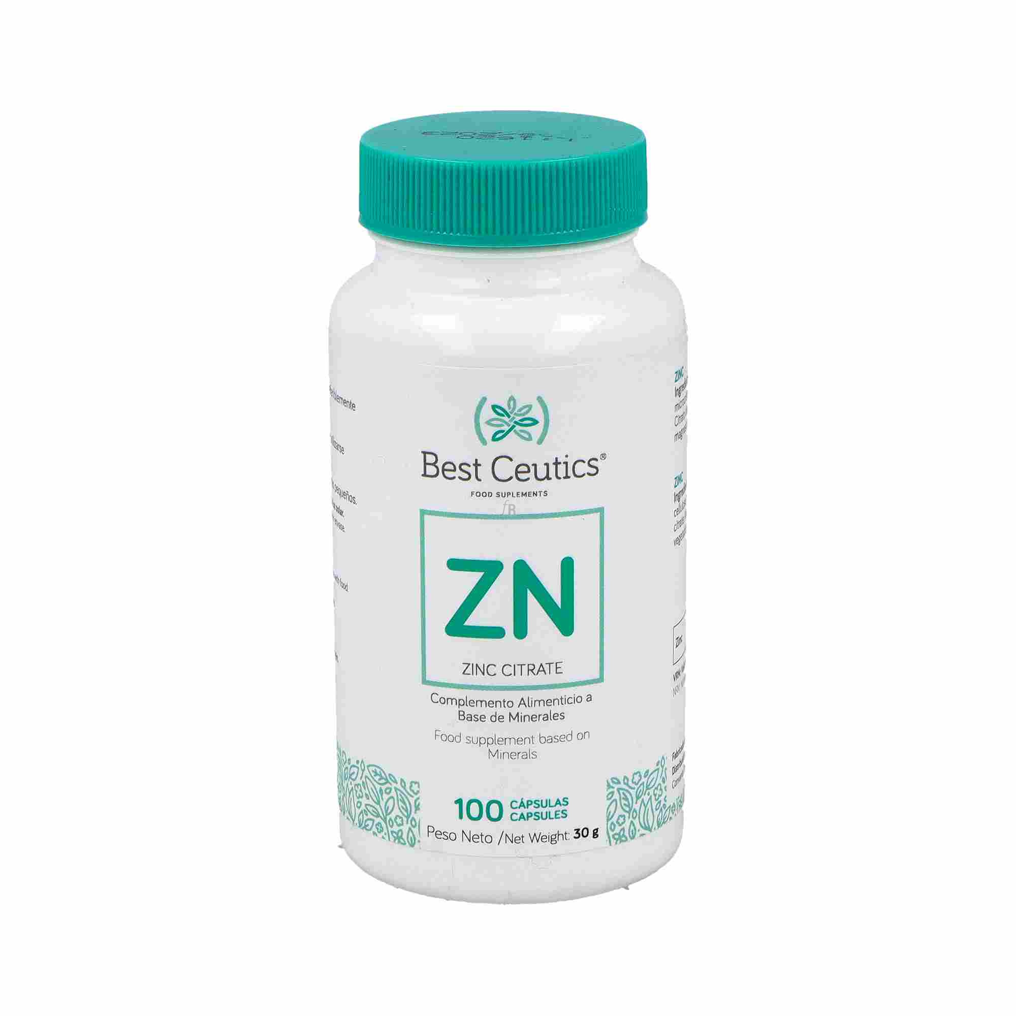 Best Zinc Citrato 46 Mg. BestCeutics 100 Cápsulas 