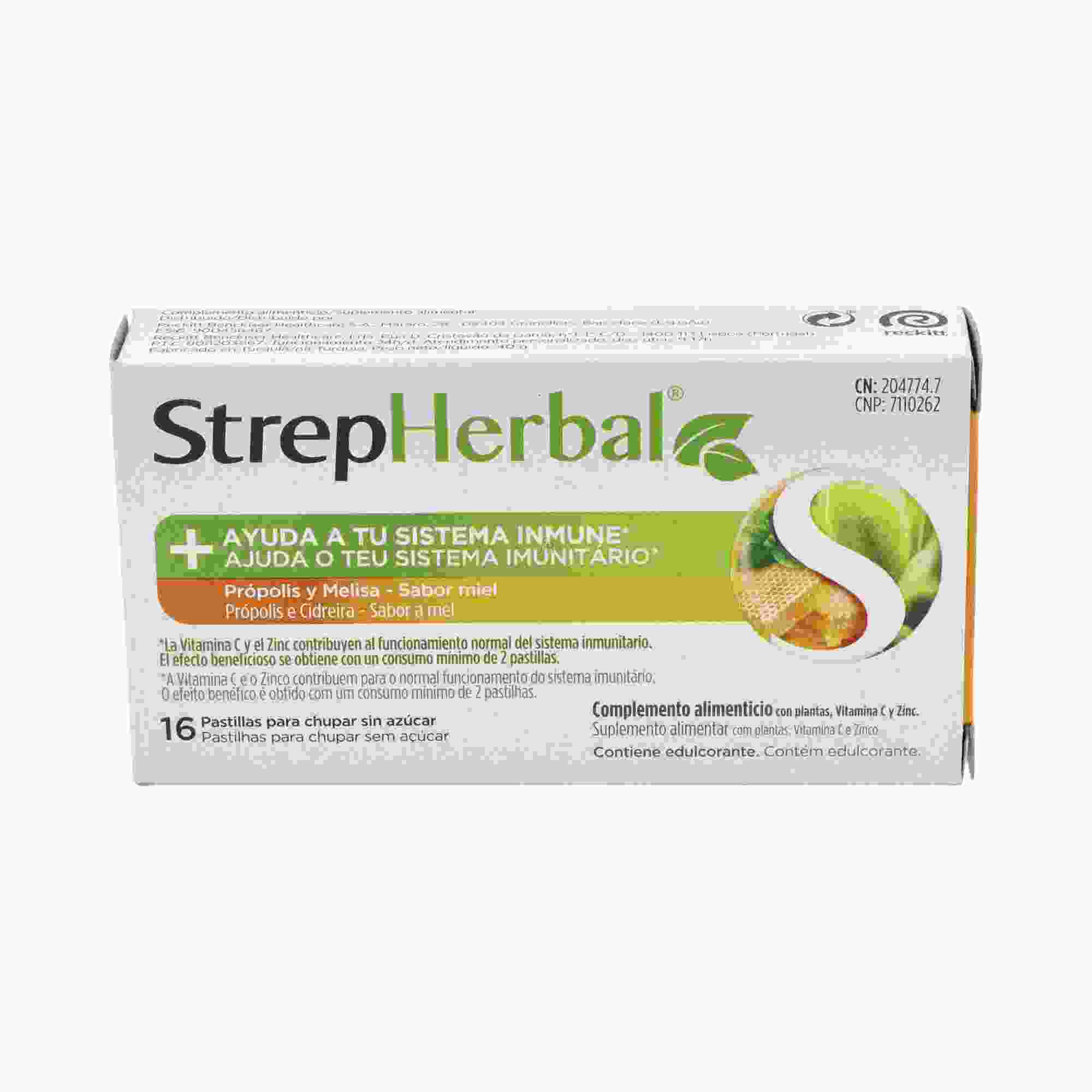 Strepherbal Propolis Melisa Sabor Miel 16 Pastillas