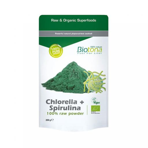 Biotona Chlorella Spirulina Raw 200 Gr.Bio