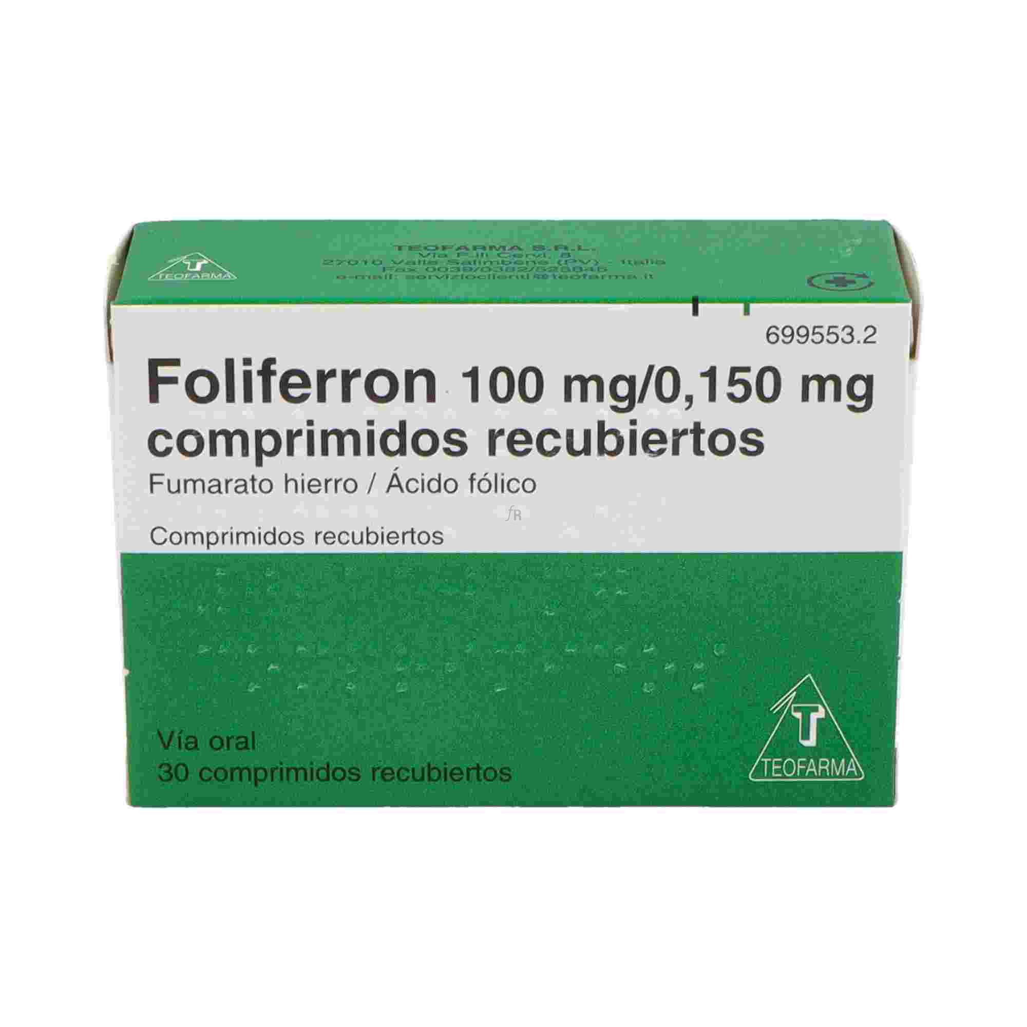 Foliferron 100 Mg/0,15 Mg 30 Comprimidos Recubiertos