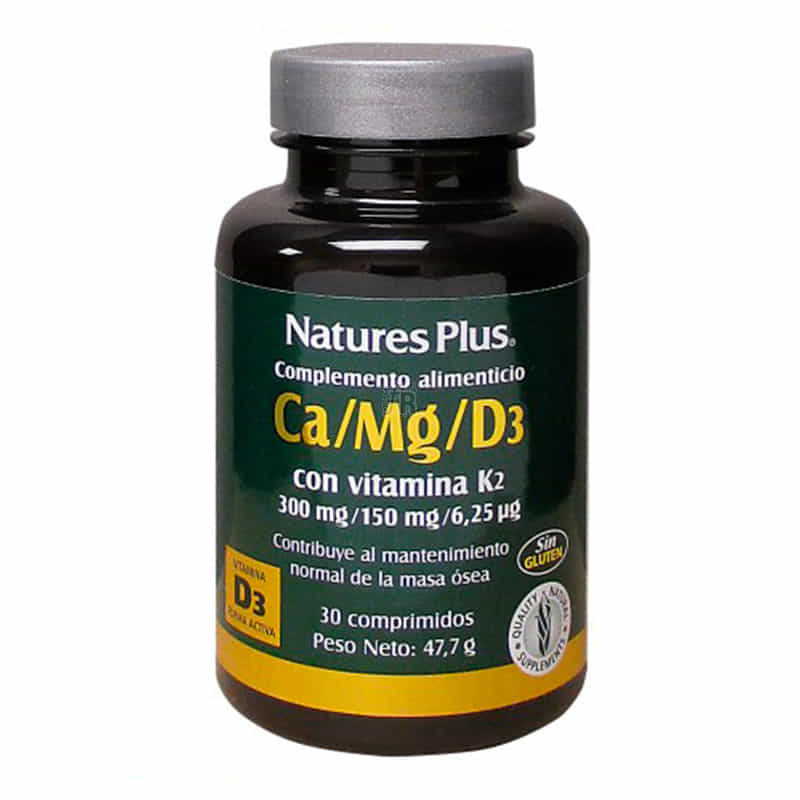 Natures Plus Ca/Mg/D3 + K2 30 Comprimidos