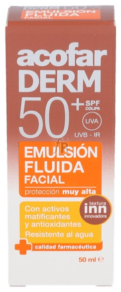 Acofarderm Spf 50+ Emulsion Fluida Facial 50 Ml - Farmacia Ribera