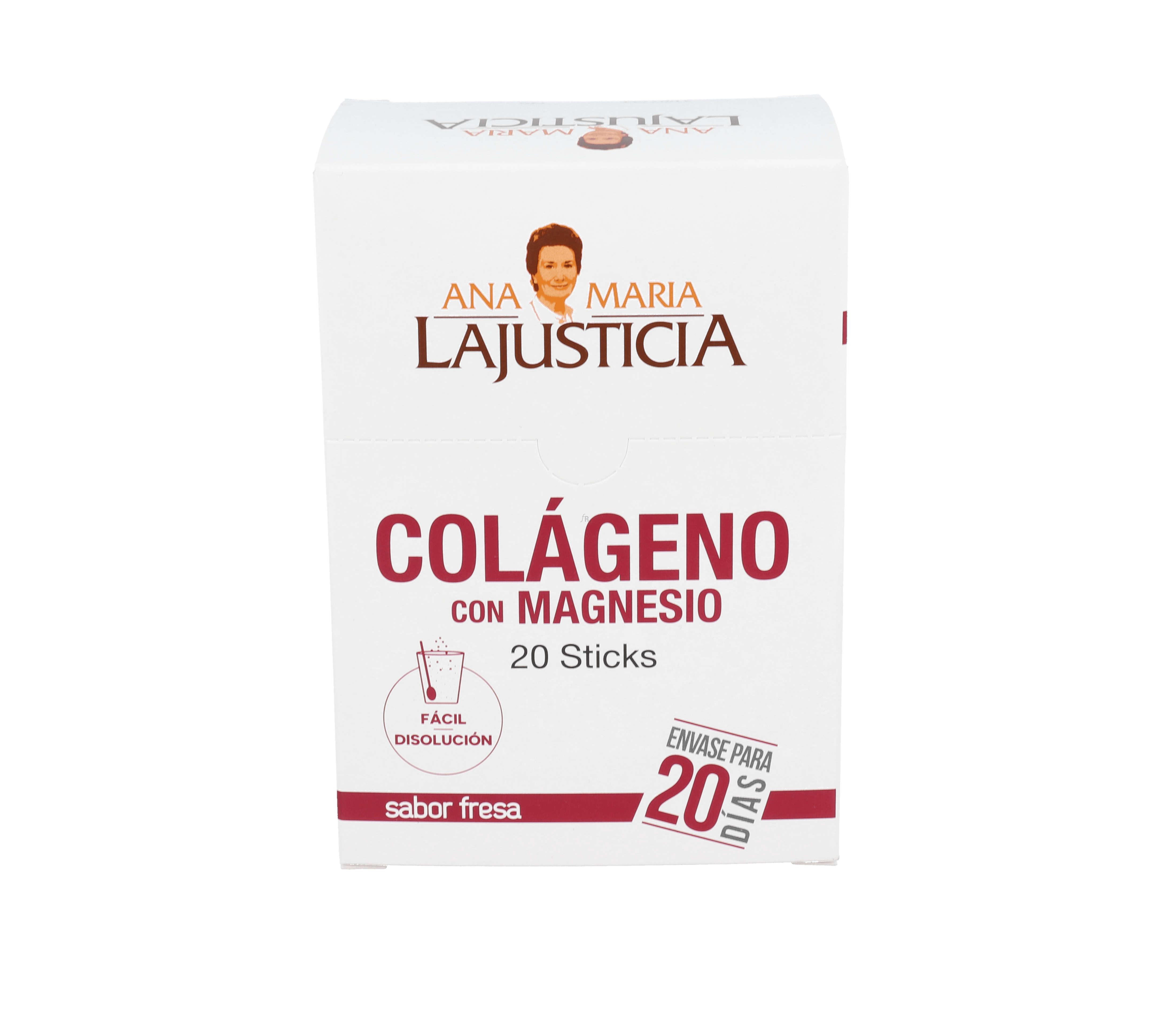 Colageno Magnesio Lajusticia Fresa 20 Sticks 5 G