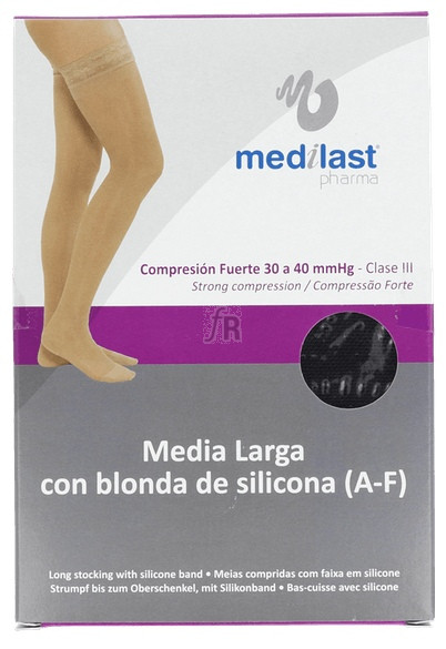 Cereza Inminente Sí misma Medilast Media Larga Con Blonda Compresión Fuerte Colo.