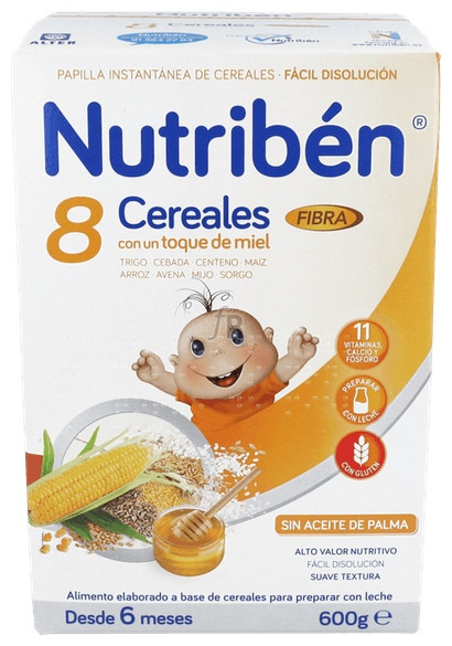Nutriben 8 Cereales Y Miel Fibra 600 G - Alter Fcia
