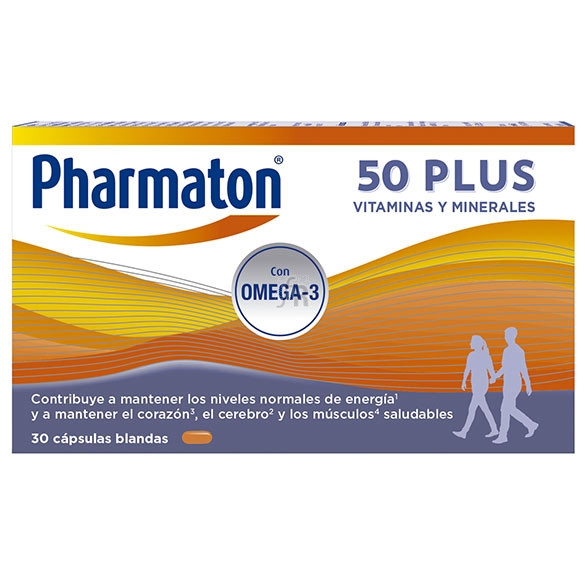 Pharmaton 50 Plus 30 cápsulas blandas vitaminas energía omega