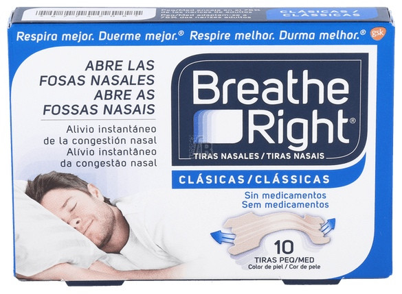 Tiras Nasales Breathe Right 10 Unidades Pequeñas.