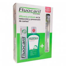 Fluocaril Pack Colutorio 500ml + Pasta 125ml + Cepillo - Farmacia Ribera