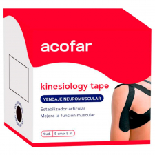 Acofar Kinesiology Tape Vendaje 1 Unidad 5 M X 5 Cm Color Negro